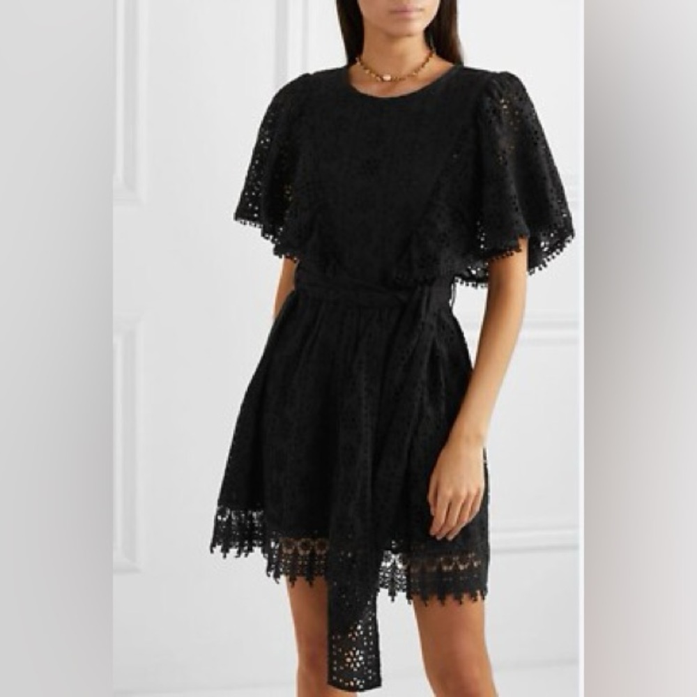 Melissa Odabash Black Cotton Batwing Short Dress S